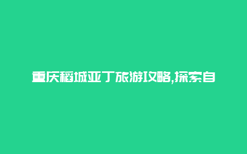 重庆稻城亚丁旅游攻略,探索自然奇观的绝佳选择