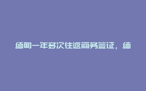 缅甸一年多次往返商务签证，缅甸签证要多长时间办下来？