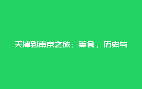 天津到南京之旅：美食、历史与文化的交融