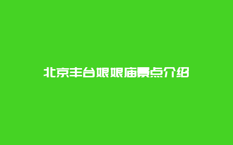 北京丰台娘娘庙景点介绍