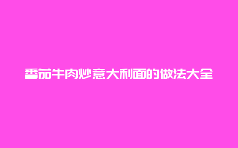 番茄牛肉炒意大利面的做法大全家常做法，番茄意大利面做法大全家常简单做法