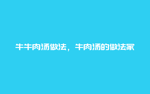 牛牛肉汤做法，牛肉汤的做法家常做法