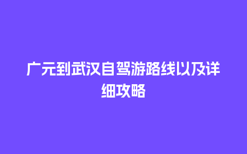 广元到武汉自驾游路线以及详细攻略