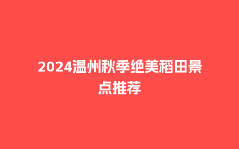 2024温州秋季绝美稻田景点推荐