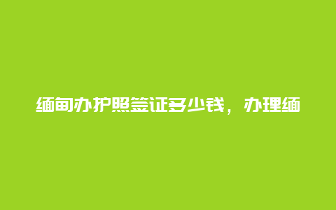 缅甸办护照签证多少钱，办理缅甸护照？