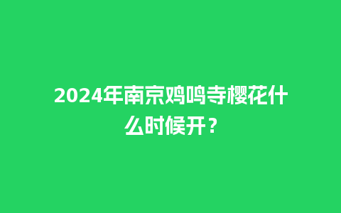 2024年南京鸡鸣寺樱花什么时候开？