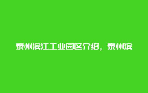 泰州滨江工业园区介绍，泰州滨江工业园区企业发展情况