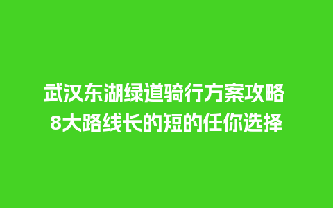 武汉东湖绿道骑行方案攻略 8大路线长的短的任你选择