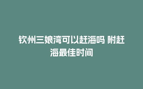 钦州三娘湾可以赶海吗 附赶海最佳时间