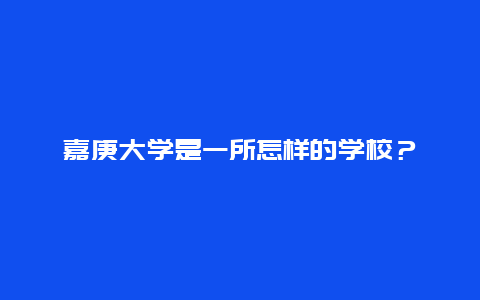 嘉庚大学是一所怎样的学校？