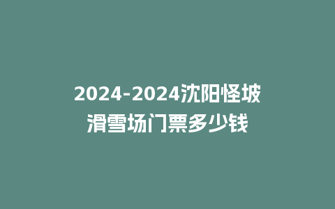 2024沈阳怪坡滑雪场门票多少钱