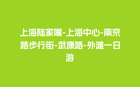 上海陆家嘴-上海中心-南京路步行街-武康路-外滩一日游