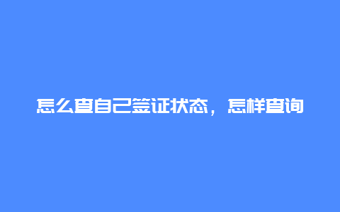 怎么查自己签证状态，怎样查询自己出国是否签证成功了？