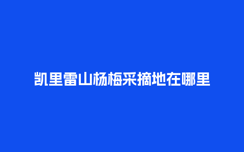 凯里雷山杨梅采摘地在哪里