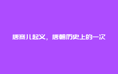 唐赛儿起义，唐朝历史上的一次著名农民起义