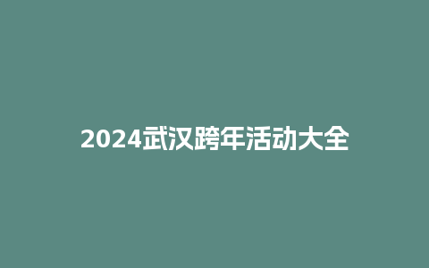 2024武汉跨年活动大全