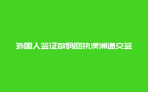 外国人签证数码回执澳洲递交签证时有没有回执？