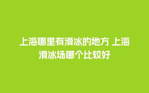 上海哪里有滑冰的地方 上海滑冰场哪个比较好