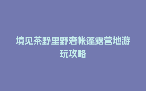 境见茶野里野奢帐篷露营地游玩攻略