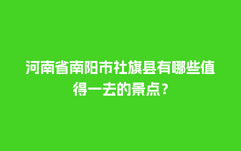 河南省南阳市社旗县有哪些值得一去的景点？