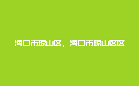 海口市琼山区，海口市琼山区区长