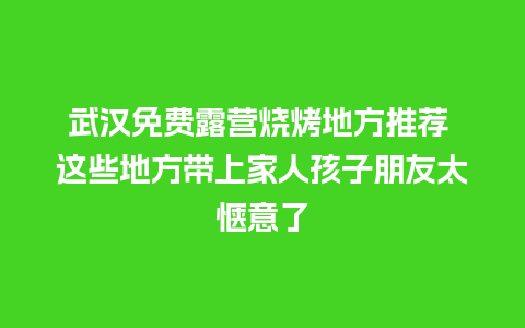 武汉免费露营烧烤地方推荐 这些地方带上家人孩子朋友太惬意了