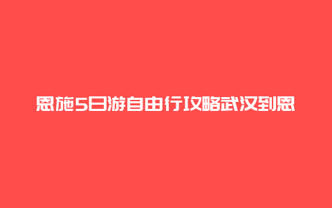 恩施5日游自由行攻略武汉到恩施四日自助游攻略？