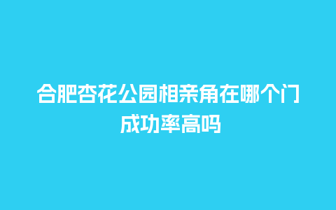 合肥杏花公园相亲角在哪个门 成功率高吗