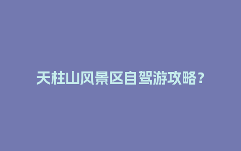 天柱山风景区自驾游攻略？