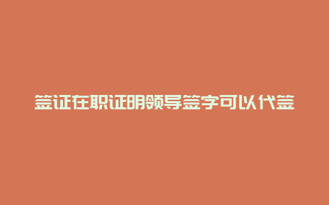 签证在职证明领导签字可以代签吗 2024年港澳签注可以代签吗？