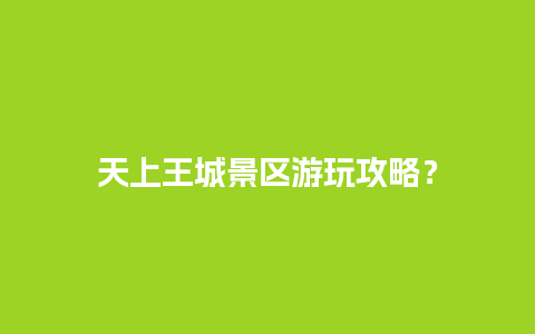 天上王城景区游玩攻略？