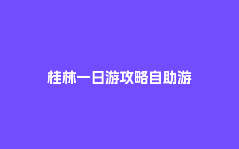 桂林一日游攻略自助游