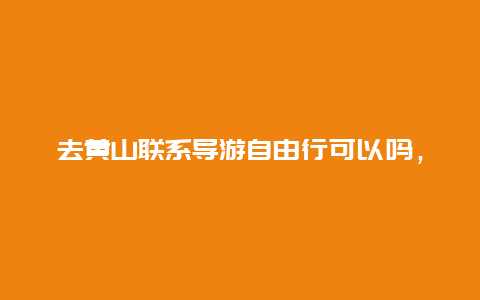 去黄山联系导游自由行可以吗，去黄山是自己开车去好还是跟旅行团好呢？