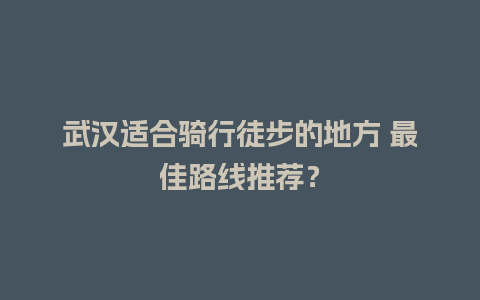 武汉适合骑行徒步的地方 最佳路线推荐？