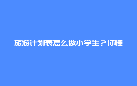 旅游计划表怎么做小学生？你懂旅游规划吗，怎么做好规划？