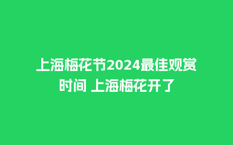 上海梅花节2024最佳观赏时间 上海梅花开了