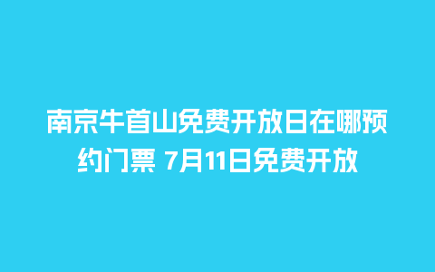 南京牛首山免费开放日在哪预约门票 7月11日免费开放