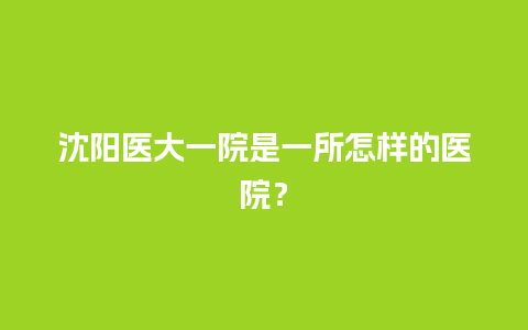 沈阳医大一院是一所怎样的医院？