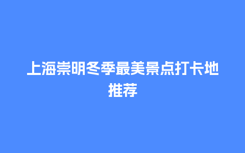 上海崇明冬季最美景点打卡地推荐