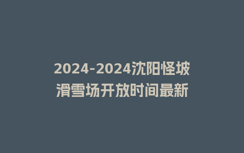 2024沈阳怪坡滑雪场开放时间最新