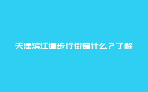 天津滨江道步行街是什么？了解一下