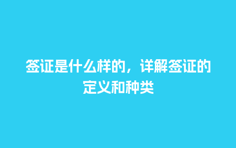 签证是什么样的，详解签证的定义和种类