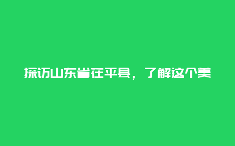 探访山东省茌平县，了解这个美丽的地方