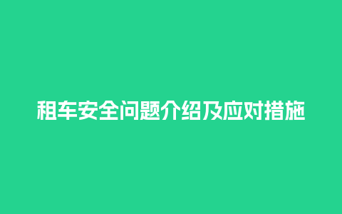 租车安全问题介绍及应对措施