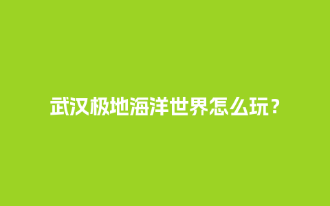 武汉极地海洋世界怎么玩？