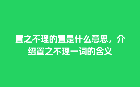 置之不理的置是什么意思，介绍置之不理一词的含义