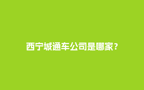 西宁城通车公司是哪家？