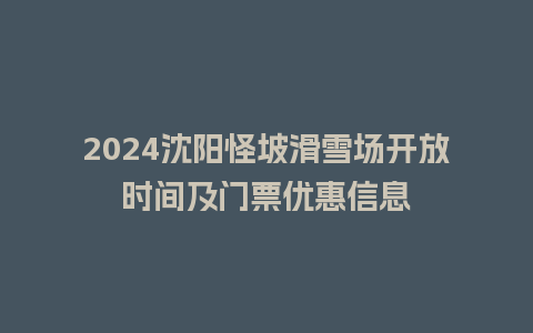 2024沈阳怪坡滑雪场开放时间及门票优惠信息