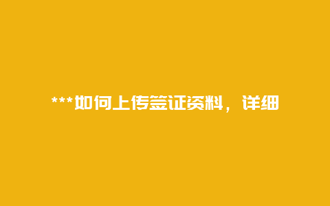 ***如何上传签证资料，详细步骤分享