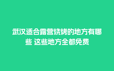 武汉适合露营烧烤的地方有哪些 这些地方全都免费